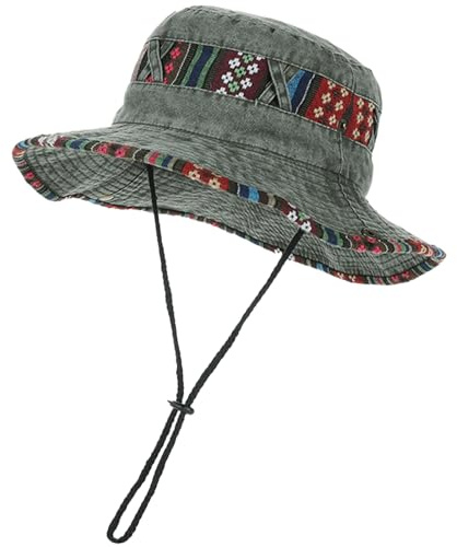 SAKTHIVEL Sonnenhut Herren Sommerhut UV Schutz Baumwolle Faltbar Safari Hut Outdoor Wanderhut Buschhut Fischerhut Anglerhut Gartenhut Boonie Hat