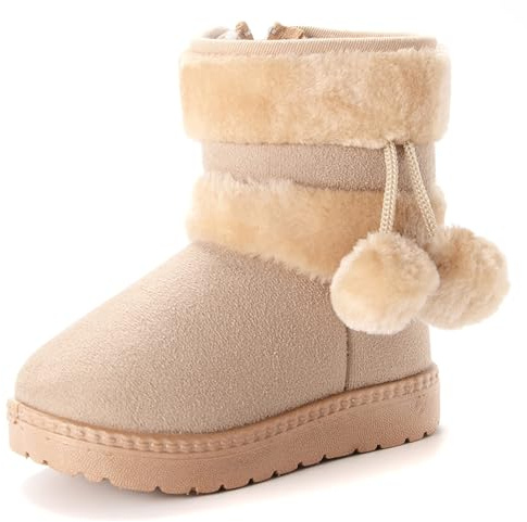 Vorgelen Bambine e Neonato Carino Stivali da Neve Morbide Fodera Calda Stivaletti Ragazze Inverno Scarponi da Sci all'aperto (152 Beige 32 EU = Etichetta 33)