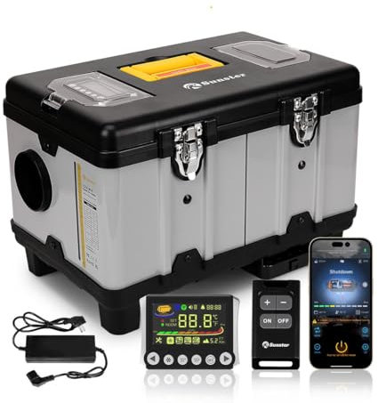8KW TB10 Toolbox Diesel Air Heater, AC 240V DC12V 24V Night Parking Heater, w/Adaptive Plateau, Automatic Start & Stop, Ventilation Mode, LCD Panel & APP control, for Campervan Car Trucks RV Trailer