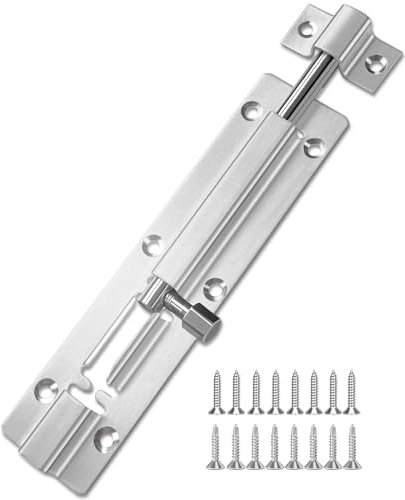 AYYIQO Bolt Lock -Stainless Steel, Easy Install, Secure for Bathroom, Bedroom, Pet Door (6inch 1pcs)