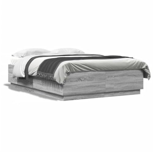 Buzaza Bettgestell Lattenrost Bett Bed Frame Bedrahmen Betten Grau Sonoma 140x200 cm Holzwerkstoff