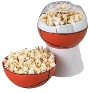 hxoity Heißluft-Popcorn-Maker Vollautomatische Gesunde Popcornmaschine Ohne Öl Und Ohne Zucker 2-in-1-Deckel Misst Kerne Und Schmilzt Butter Für Die Herstellung Gesunder Snacks(Basketball)