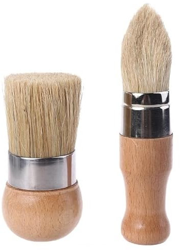 Paint Brushes,Angle Brushes,Paint Tools, Paint Brush Round and Pointed Chalk Paint Wax Brush Wood Handle Bristle Brushes Furniture Paint Brushes