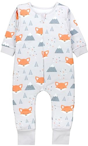 TupTam Schlafsack mit Füßen aus Bio-Baumwolle – Baby Schlafsack 2.5 TOG mit Beinen & Ärmeln, OEKO-TEX, Farbe: Fuchs im Winter, Größe: 104-110