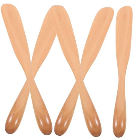 OUNONA 1 Satz Geschirr Frischkäseaufstrich Marmeladenverteiler Spreizmesser Kratzstreuer Küchengeräte Sandwichmesser Dessertstreuer Dessertmesser Beige Hölzern Wiederverwendbar 5st