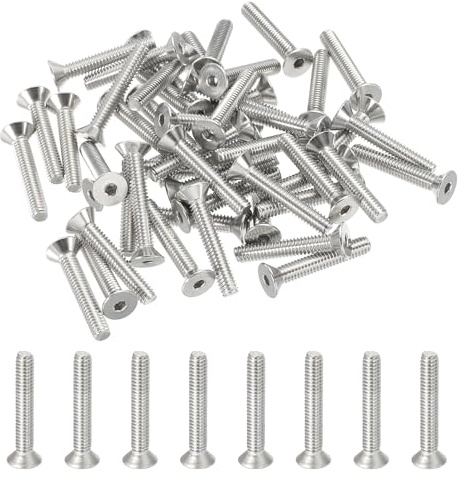 PATIKIL #8-32 x 1 Tornillos de Cabeza Plana, Paquete de 50 Tornillos de Acero Inoxidable 304 Avellanados Planos Tornillos de Máquina de Unidad UNC Grado 6.8