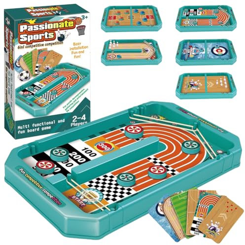 Sling Puck Spiel Holz Schnell Sling Puck Match-Spiel Brettspiel Hockey Fast Sling Puck Game Hockey Brettspiel 6 in1 Portable Schachbrett-Set Partyspiele Tisch-Desktop-Spiel Set-Passendes Geschenk