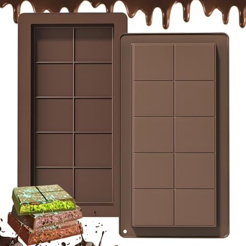 XIMEY Moule Chocolat Dubai, Moule Tablette Chocolat Dubai, 2 pcs Moule Chocolat, Moule Silicone Chocolat, Moule Tablette Chocolat Profond, Convient Noel, Saint Valentin, Anniversaire, Chocolat DIY