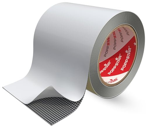 POPPSTAR Klebeband für Fliegengitter (2m x 5cm, grau) Reparatur-Set für Insektengitter-Tür und Fenster