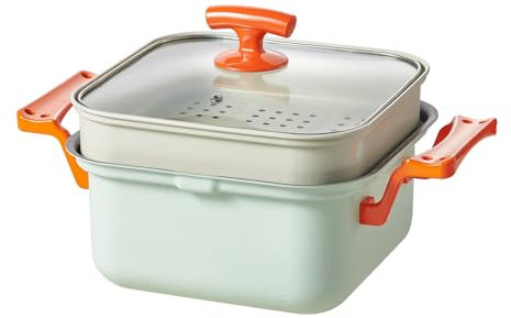 AIZYR Olla Multiusos con Vaporera, Cacerola Antiadherente Ollas para Cocinar Al Vapor Olla para Sopa, Olla para Freír Sartenes para Albóndigas, Salsas Y Alimentos
