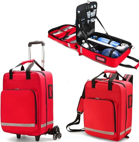 Erste-Hilfe-Rucksack, große Kapazität Erste-Hilfe-medizinischen Rucksack Tasche, mit abnehmbarem Trolley, Emergency Responder Trauma Tasche für Outdoor-Wandern, Rucksack, Camping, Reisen