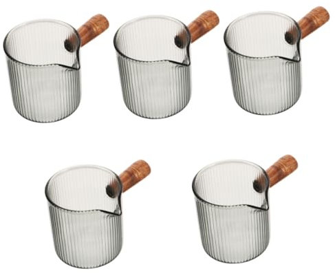 OUNONA 5 Piezas Taza De Leche Medida Transparente Vaso De Espresso Taza De Espuma Jarra De Cristal Pequeña Jarra De Leche Taza De Café Expreso Vaso De Leche Dark Grey Vidrio