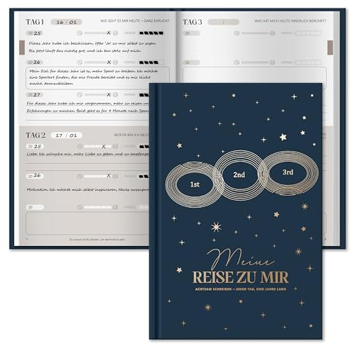 BIROYAL Dankbarkeitstagebuch Erwachsene 6 Mins, One Line a Day, Achtsamkeitstagebuch, 5 Minuten Tagebuch für Erwachsene, 3 Jahres Tagebuch, Gratitude Journal mit 366 Fragen, 5 Minute Journal