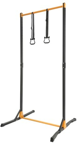 Pull-Up Station mit 2 Spannseil, Höhenverstellbare 160-215cm, 400kg Kapazität Power Tower Multifunktional Fitness Turm Freistehend Dip-Station