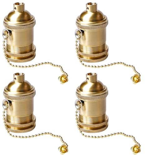 4 portalampada vintage E27, portalampada, con interruttore a catena, in alluminio, base per lampadina, lampada da soffitto, tavolo, lampada a sospensione, accessorio fai da te