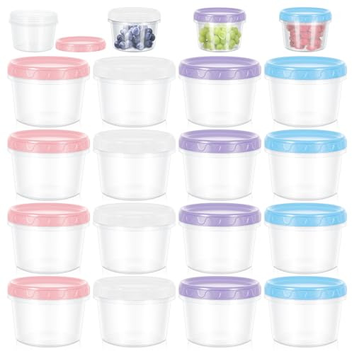 16Pcs Petit Pot Conservation avec Couvercles, Petits Boite Plastique Alimentaire Réutilisable de 450 ml, Petit Boite de Conservation Alimentaire et Boite de Conservation Alimentaire (4 Couleurs)