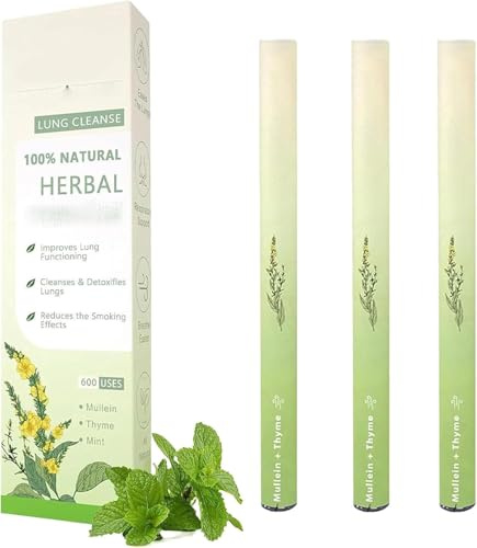3 Pezzi Pulitore Polmonare A Base Di Verbasco - Diffusore A Penna Di Erbe Migliorato, Inalatore Stick Naturale Per Facilitare La Respirazione, Inalatore Di Verbasco Per La Pulizia Polmonare