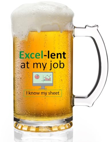 Joymaking Beer Glass Accountant Gifts, Funny Glasses for Work Colleagues, Spreadsheet Gifts 0.5L
