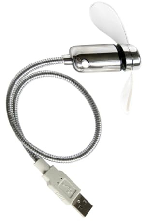 TOBBOMEY Mini Ventilador USB Portátil con Reloj LED Parpadeante Diseño Compacto y Flexible Ventilador Silencioso para Oficina y Viajes