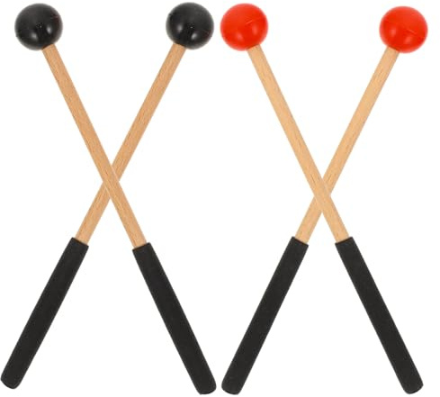 Gatuida 2 Pares de Mazos de Lengüeta Baquetas Duraderas sin Rebabas para Percusión Mango de Madera y Goma Ideales para Práctica Musical y Niños
