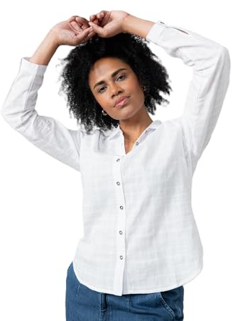 Lily & Me Patsy Cotton Check Shirt - White - Size 20