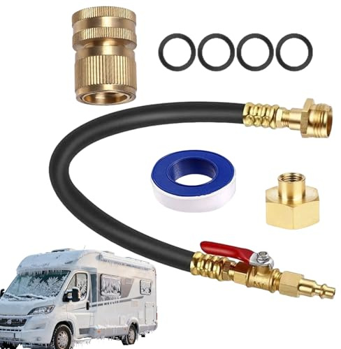 Kit di svernamento per campers in ottones, adattatore per raccordo di scarico della linea d'acqua da 16 pollici, sistem di irrigazione invernale per campers, roulotte, roulotte, tubo da giardino