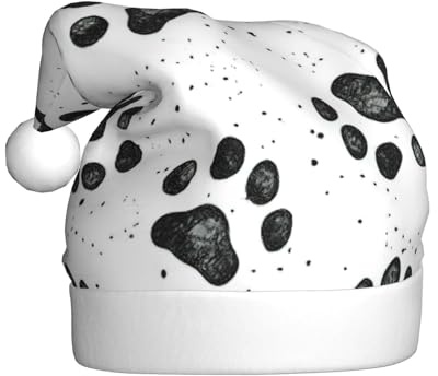 AYYQWE Gorro de Papá Noel con estampado de pata de perro para hombres y mujeres, decoración de fiesta, Año Nuevo, festividades, celebraciones, gorro de Navidad