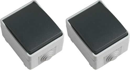 Amig - Interruptor Simple de Sobreponer Mod.3621 Estanco IP54 de Voltaje Máximo 230 V - Pulsador Anti Humedad Apto para Exteriores e Interiores - Ideal para Terrazas, Jardines, Garajes o Trasteros