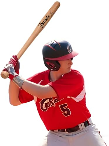 Mazza da Baseball Personalizzata in Legno Massello, Disponibile nella Misura 38/48 Cm, Ideale per l'allenamento e il Divertimento nel Tempo Libero (38 cm)