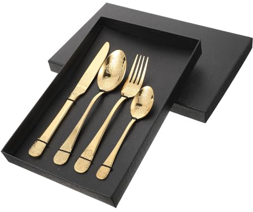 jojofuny Ensemble de Couverts en Métal Poignées Ergonomiques, Fourchette à Steak et Cuillère pour Restaurant et Repas en Famille