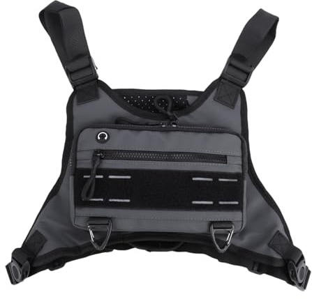 MENDUNER Sports Chest Bag, Adjustable Straps Reflective Running Phone Holder for Outdoor Activities, Nylon Fabric for Cycling Camping Hiking Workouts (Gray)