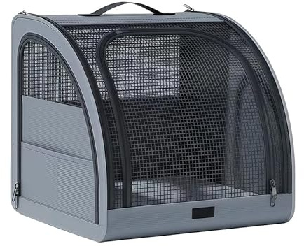 Auto Hundebox für McLaren 750S 2024-2026, Faltbare Transportbox Rücksitz Kofferraum, Oxford Gewebe Hundebehausung 3 Reißverschlusstüren Belüftung,Grey