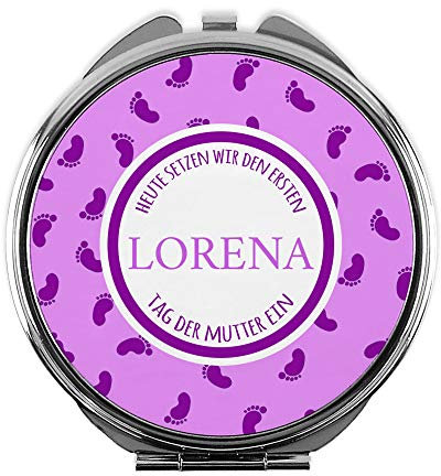 LolaPix Runder Taschenspiegel, personalisiert mit Ihrem Foto, Namen, Text, Bild. Verschiedene Ausführungen und Formen. Originelles Geschenk für Mama. ERSTE Mutter LILA