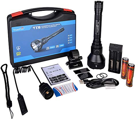 TrustFire T70 - Kit de linterna de caza de noche, 2300 lm, con doble interruptor, con CREE XHP-35 HI, para Rifle, para búsqueda y rescate de emergencia, exterior, alcance largo de 1000 m
