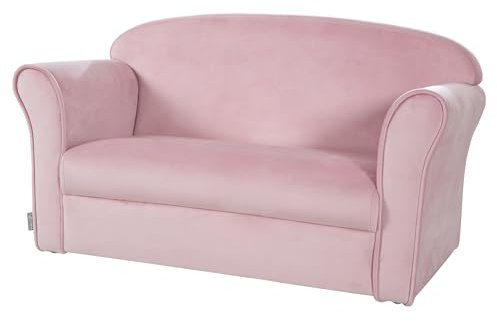 roba Divano per Bambini Lil Sofa - 2 Posti - con Braccioli - Tessuto in Velluto - Morbido e Soffice - Arredamento per Bambini - per la Cameretta - dai 18 Mesi - Rosa