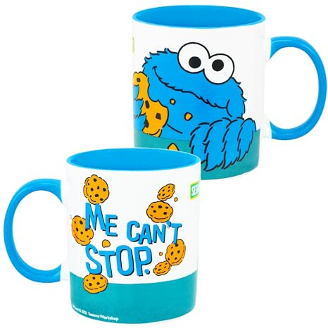 United Labels Sesamstraße Tasse 320 ml, Krümelmonster Me can´t Stop, Weiß Blau, Kaffeebecher aus Keramik, Kaffeetasse mit Geschenkbox