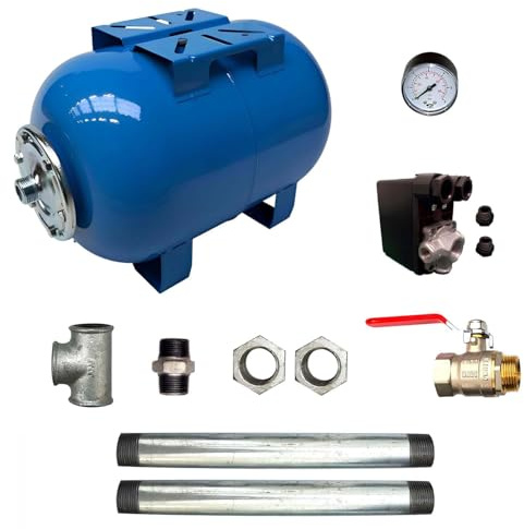 Kit Surpresseur Eau Horizontal 200l - 1 Avec Pressostat Et Manomètre