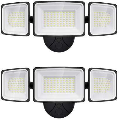 Onforu 130W Flood Lights Outdoor, 2 Packs Outdoor Security Lights 13000LM, 6500K LED Outdoor Flood Lighting Fixture, 3 Adjustable Heads, IP65 Waterproof Exterior Floodlight for Yard,Garage,Eave Mount