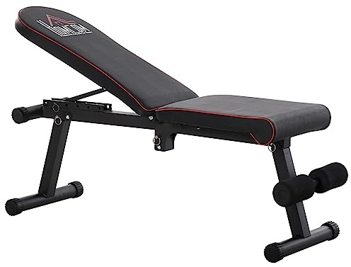 HOMCOM Banco de Pesas Banco de Musculación Plegable con Respaldo Inclinable en 6 Posiciones Banco de Abdominales para Fitness Entrenamiento Completo en Gimnasio Casa Carga 150 kg Negro