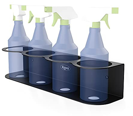 Koova 4 All-Purpose Spray Bottle Holder | Easy Install Wall Mount Hardware Included | Heavy-Duty Powder Coated Steel Storage Rack for Garage And Home | Craft Workspace Paint Bottle Organizer USA Made