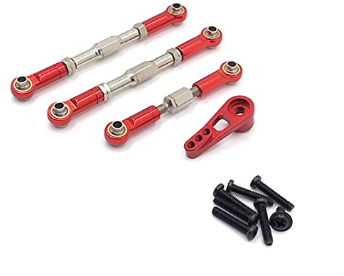 YZSM Rc Car Accessories Metal Steering Rocker Rod Linkage With Serve Arm For Wltoys 1/12 12402 RC Car Upgrade Parts Universal (Color : RED)