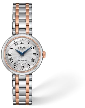 Tissot Womens Bellissima Automatic 316L Stainless Steel case with Rose Gold PVD Coating Swiss Automatic Watch, Grey, Stainless Steel, 5 (T1262072201300)