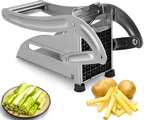 Rhinocerosdance Cortador de Patatas Fritas, cortadora de Patatas con 2 Cuchillas afiladas, Acero Inoxidable