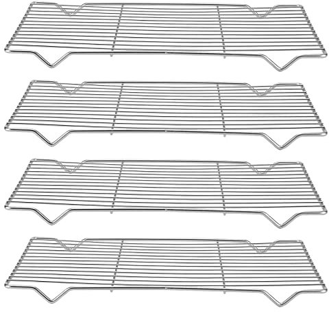 KEILEOHO 4PCS Cake Cooling Rack, 31 x 20 x 1.5cm Stainless Steel Oven Grill Racks for Baking Cake Cookie