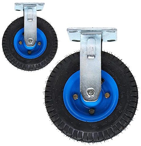 ESOYAWE 2 Industrierollen Schwerlast 200mm 250mm, Geeignet Für Jeden Boden Luftreifen Gummirolle, Lenkrolle Mit Bremse, 360 Grad Drehbar Doppelte Kugellager Tragfähigkeit 200KG Pro Rolle