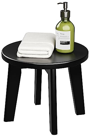 Shower Shaving Foot Rest Stool,Bamboo Step Stool for Kids Adults Small Portable Wooden Stools for Inside Shower Sturdy Stepping Spa Bench 300 Lbs in Sink Bathroom Office Plant Stand 10inch (Round)