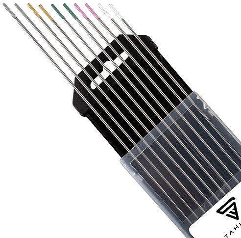STAHLWERK Wolframelektroden WIG Ø 1,6 x 175 mm – 10er Set (5 Sorten je 2 Stück: WL10 Gold, WC20 Grau, WP Grün, WZ8 Weiß, WP Pink) Schweißelektroden, langlebig, stabil und belastbar, universell passend