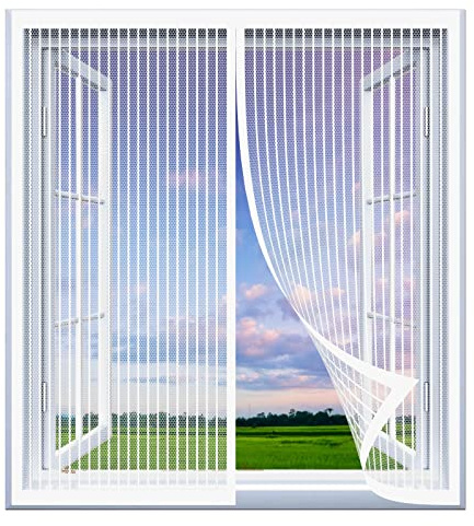 Moustiquaire Magnetique Fenetre 120 x 160 cm Moustiquaire Enroulable Sans Outil Installation Facile Porte Anti Insecte Pour Les Types De Fenêtres, Blanc