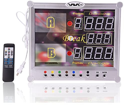 Contador de marcador electrónico digital Led Digital Snooker & Billiard Pool Table Scoreboard 0-199 Scores Tabletop Scoreboard with Remote Control Indoor Counting Score Keeper para Snooker Billiard A