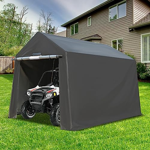 GS CHIER 10X10 ft Shed Storage Shelter All-Season Heavy Duty Portable Storage Shed Carport for Motorcycle, Bike, Garden Tools (Grey)